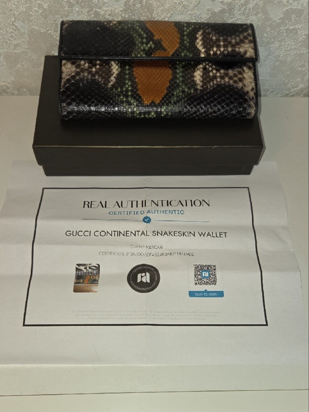Gucci Multicolor Python Continental Wallet with Gold Snake Head With COA - Picture 11 of 11